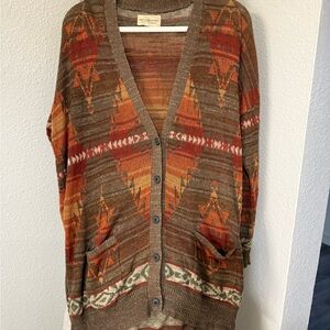 176 Ralph Lauren Denim Supply Aztec Southwest Indian Linen Cotton Cardigan VTG